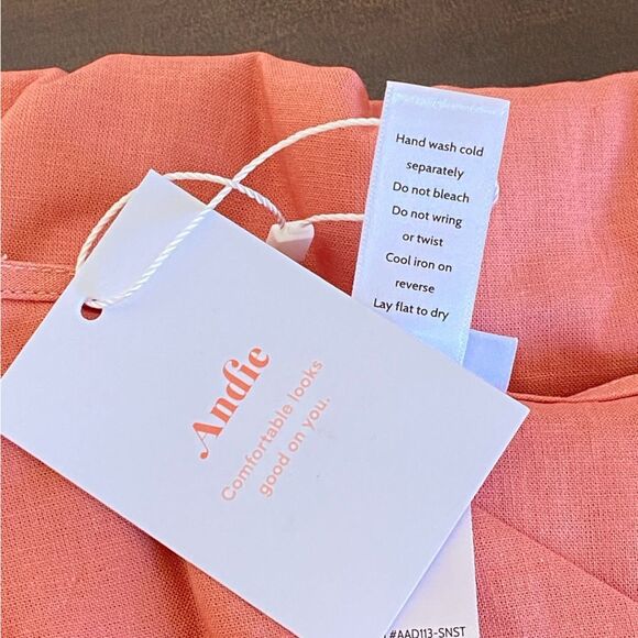 Andie Cacela Sunset Pink Linen Rayon Wrap Sleeveless Mini Dress Sz L NWT - Picture 7 of 12